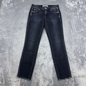 AMO Denim Jeans Womens Size 25 Black Stix Crop Distressed Washed Ink Low Rise